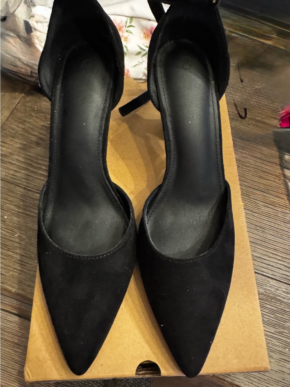 Classic Black Pointed Ankle-Strap Heels for Women